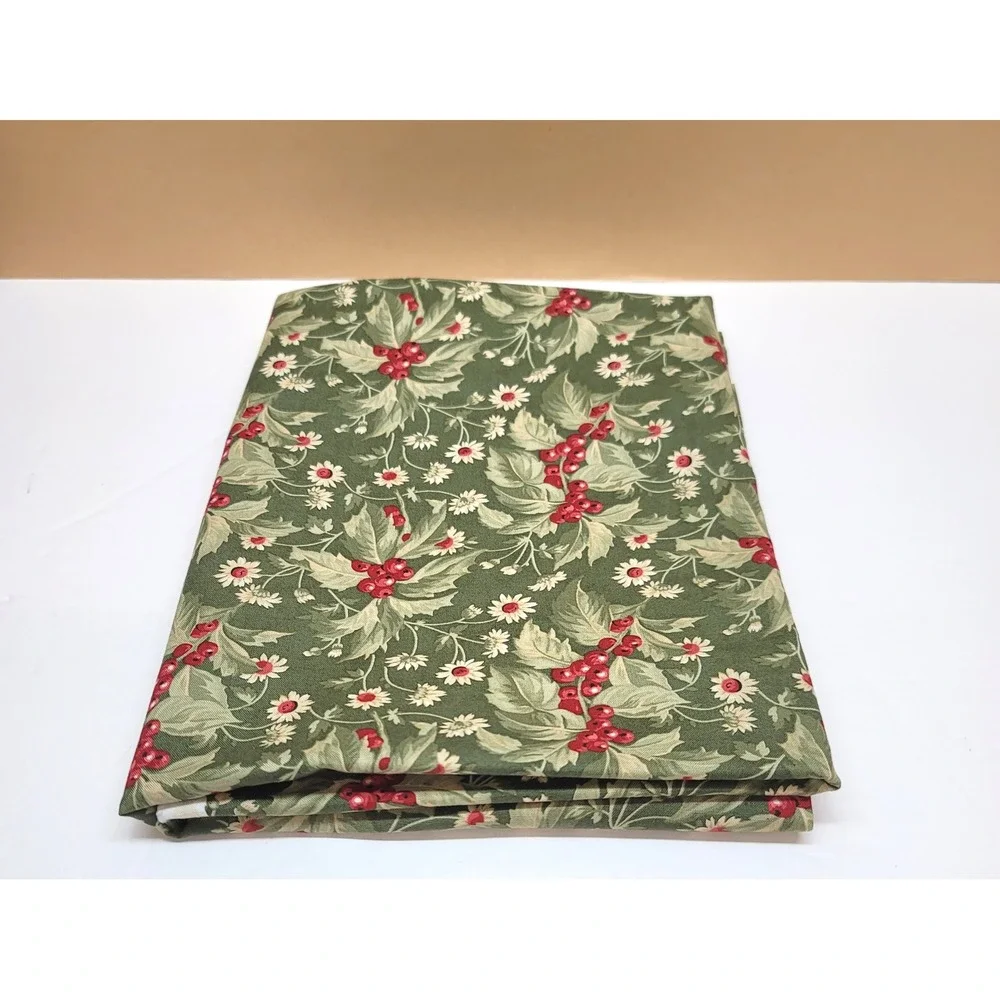 1yd Moda Poinsettia Plaza 3 Sisters Green Holly Berry Cotton Fabric‎ 44291